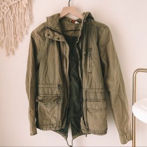 h&m | army green utility jacket